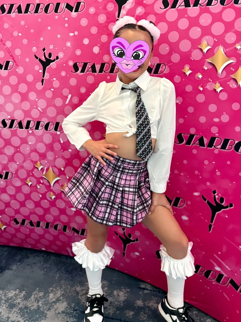 Girls Pink Plaid Schoolgirl Hip Hop Costume - Street size 7-8